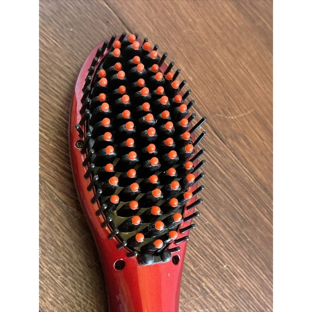 Esplee Hot & Straight Brush Red Metallic Hair Straightener 30386FEP Digital Heat